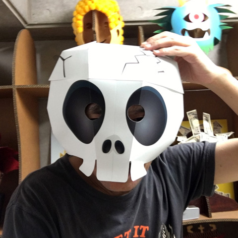 ハロウィン仮装かぶりものマスク、A4紙製骸骨スカル